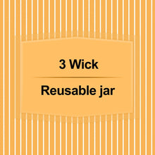 Candle card showing 3 wick and reusable jar