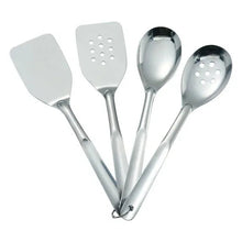 Stainless steel utensil set: spatula, slotted spatula, spoon, slotted spoon