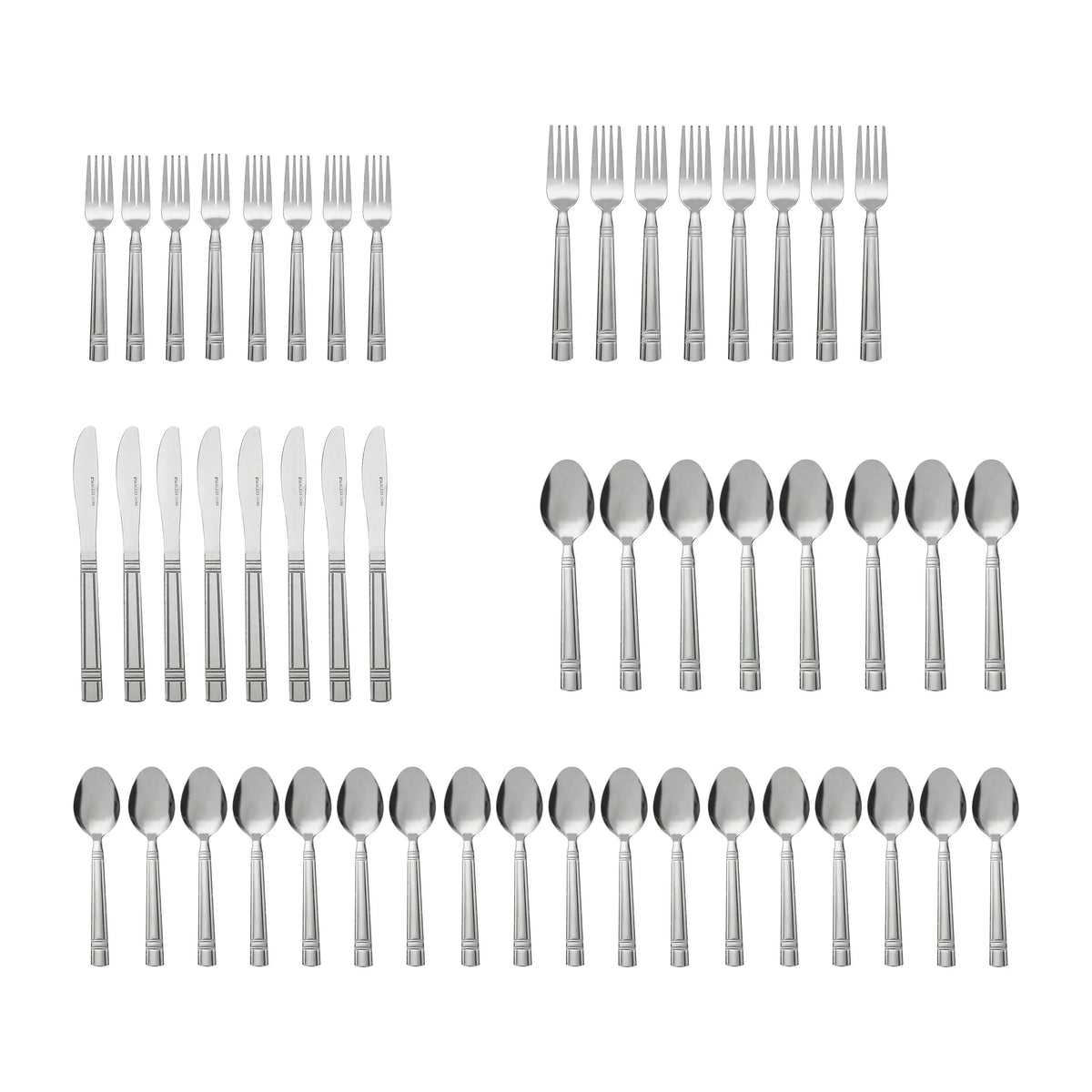 Mainstays 49 Piece Elena Adult Stainless Steel Flatware and Organizer Tray Value Set Silver, Service for 8