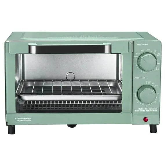 Mainstays 4-Slice Countertop Toaster Oven with 3 Settings, Includes Baking Rack and Pan, Black, New - USA MEGA SHOP