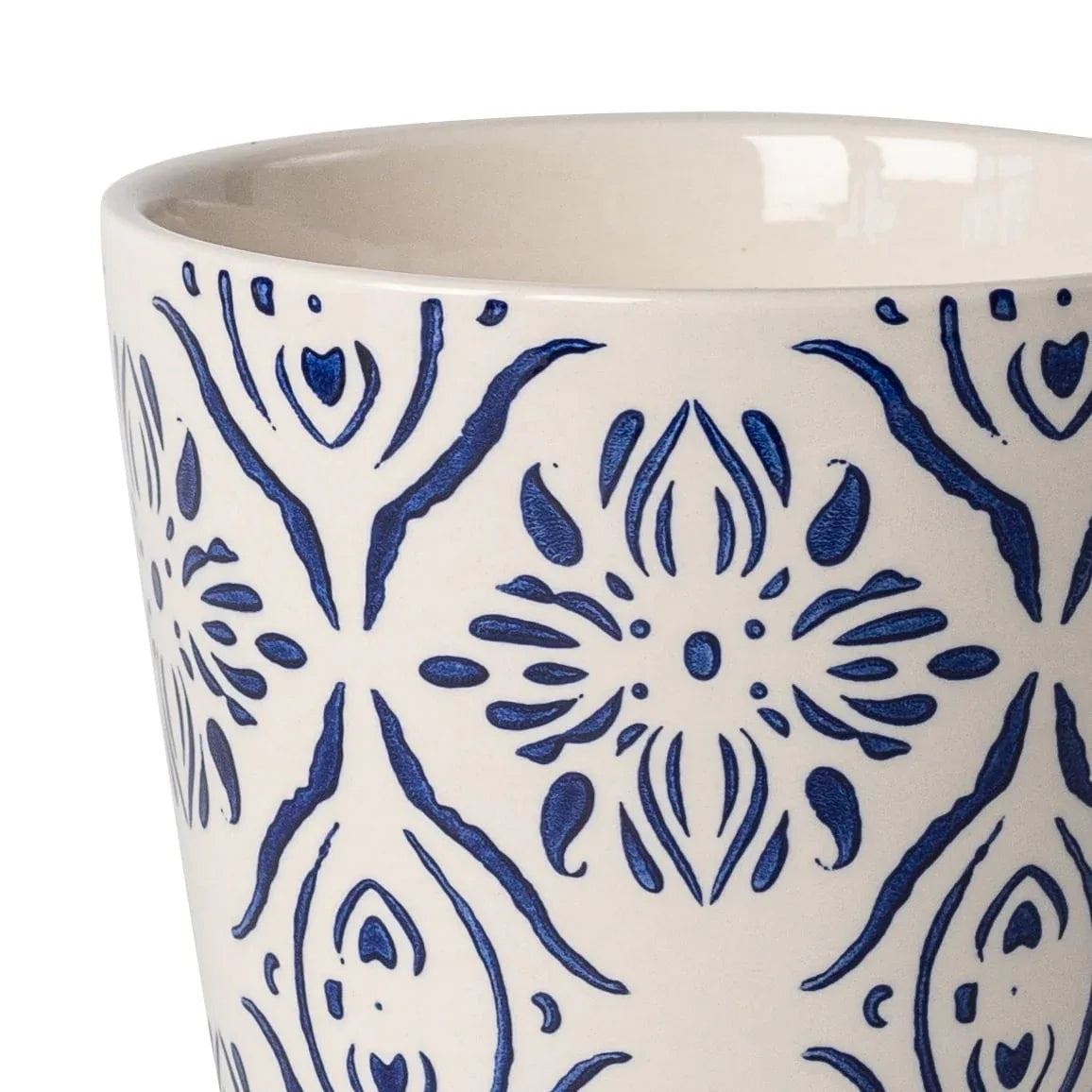 Mainstays 6" x 6" x 5.5" Round Blue Ceramic Medallion Plant Planter