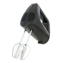 Black corded hand mixer with two beaters and 5-speed control