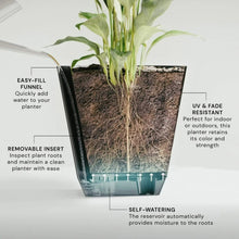 Self-watering resin planter with water reservoir and removable insert