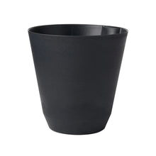 Matte black resin self-watering planter pot with smooth sides and wide mouth
