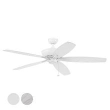 White 60-inch traditional ceiling fan with five blades and downrod mount