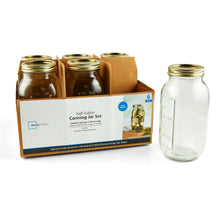 6-pack wide-mouth mason jars with lids and rings, half-gallon glass canning set