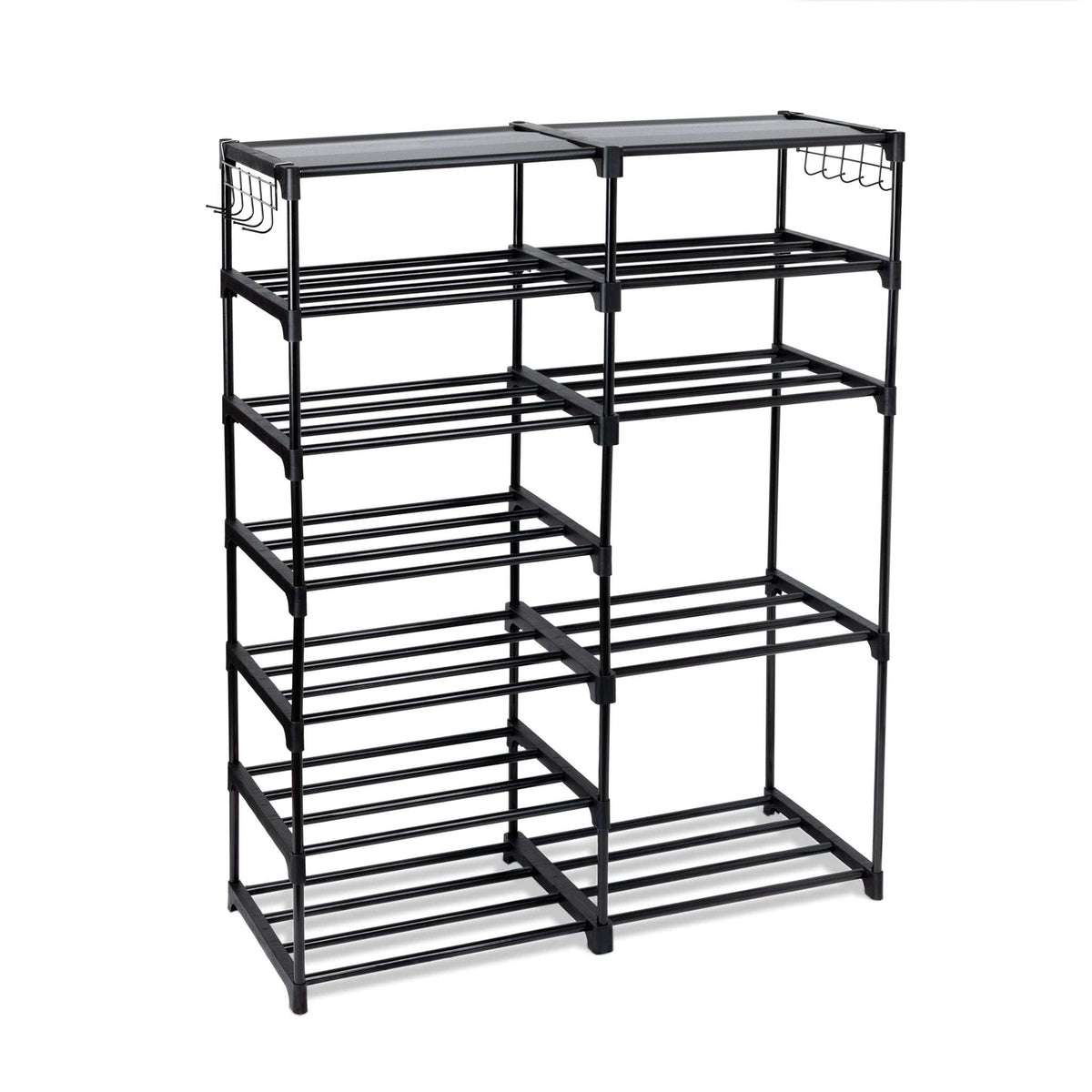 Mainstays Black 7-Tier Shoe Rack with Space-Saving Design, Holds 21 Pairs