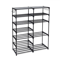 Mainstays Black 7-Tier Shoe Rack with Space-Saving Design, Holds 21 Pairs
