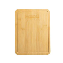 Bamboo cutting board with square shape and rounded corners, natural light wood color