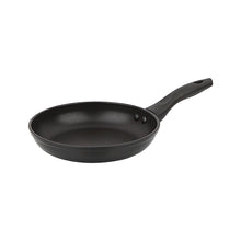 Black nonstick aluminum skillet with curved handle, 8-inch pan