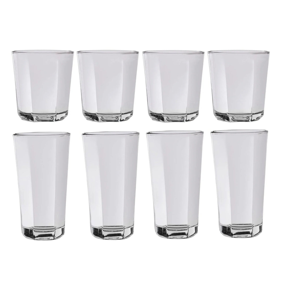 Mainstays Leila Glass Drinkware, 12 Ounce & 16 Ounce, Set of 8