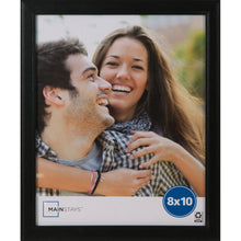 Black tabletop picture frame with 8x10 photo window, front view
