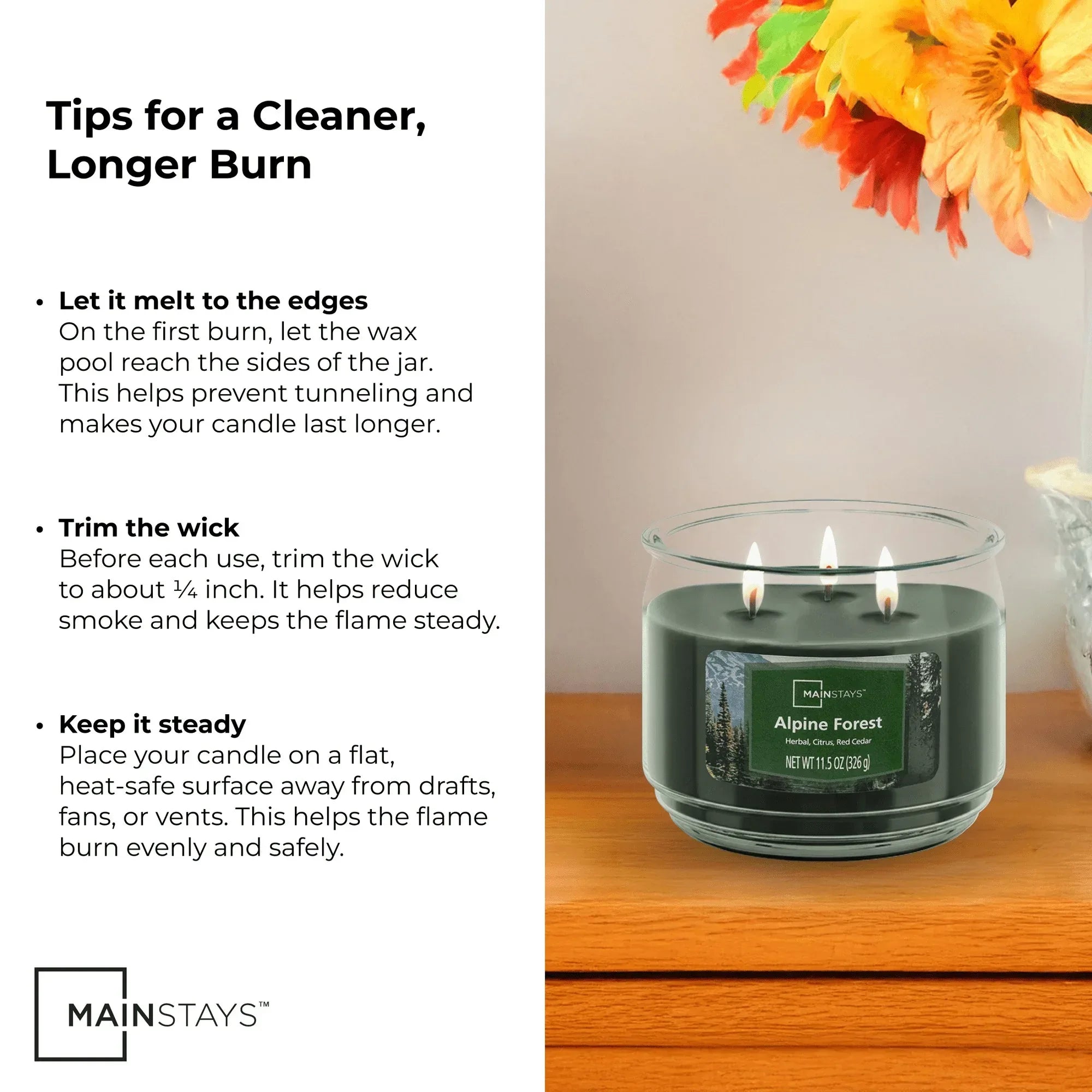 Mainstays 3-Wick Scented Glass Jar Candle, 11.5oz.
