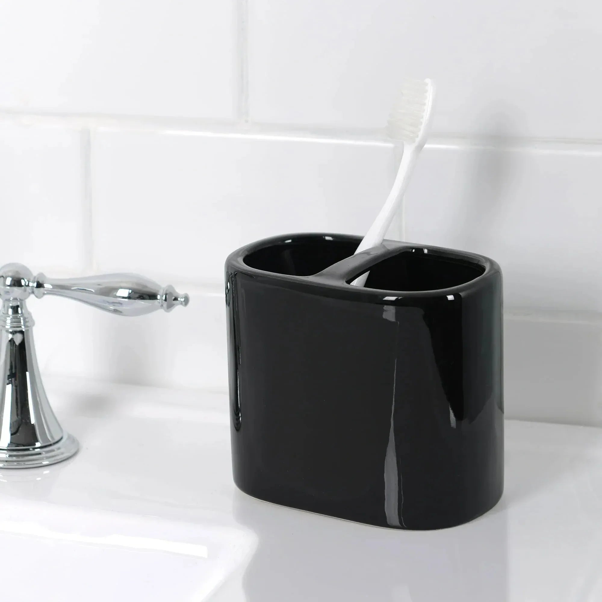 Mainstays Basic Rich Ceramic Toothbrush Holder for Adults - USA MEGA SHOP