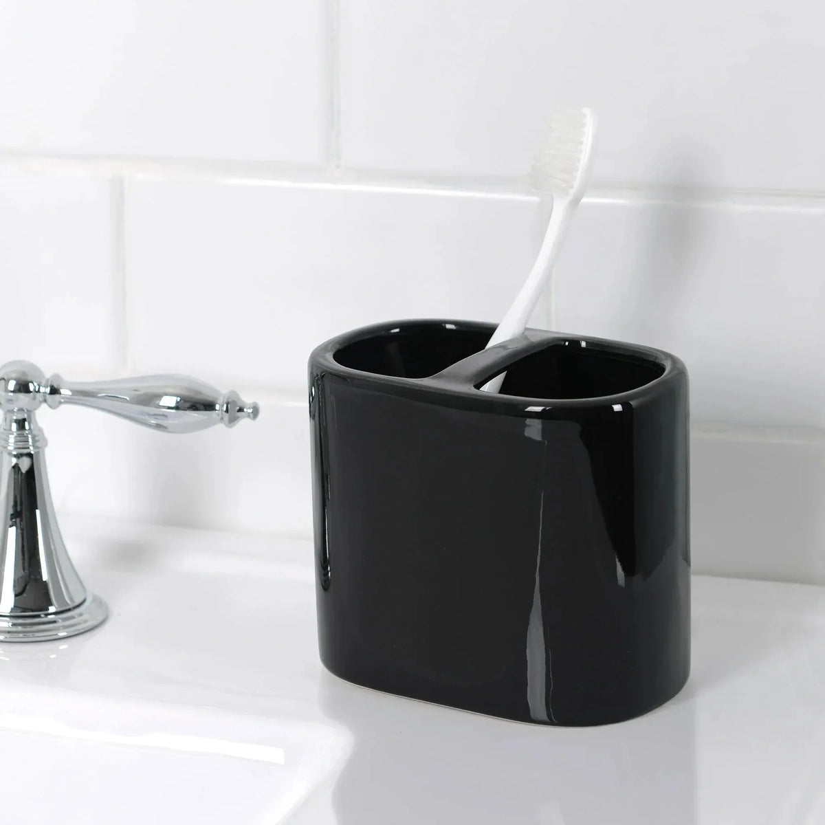 Mainstays Basic Rich Ceramic Toothbrush Holder for Adults - USA MEGA SHOP