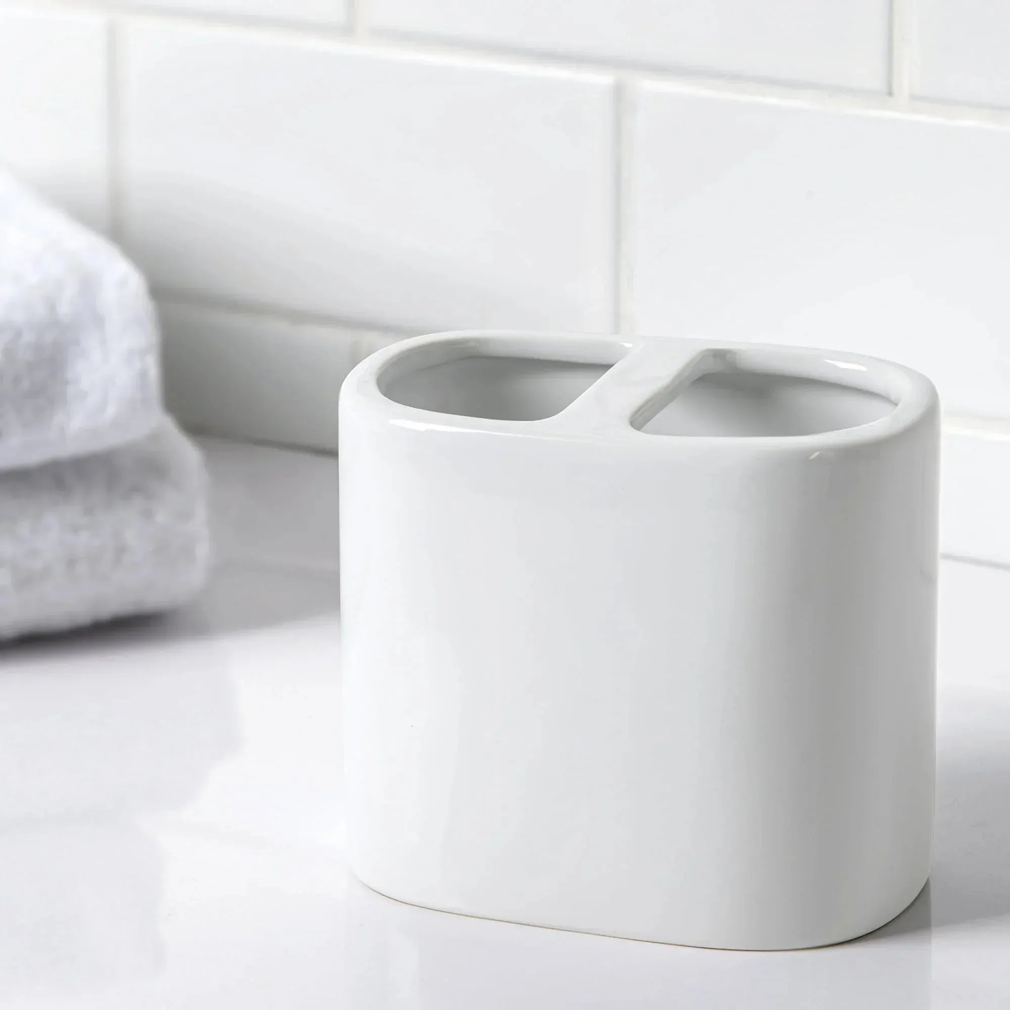 Mainstays Basic Rich Ceramic Toothbrush Holder for Adults - USA MEGA SHOP