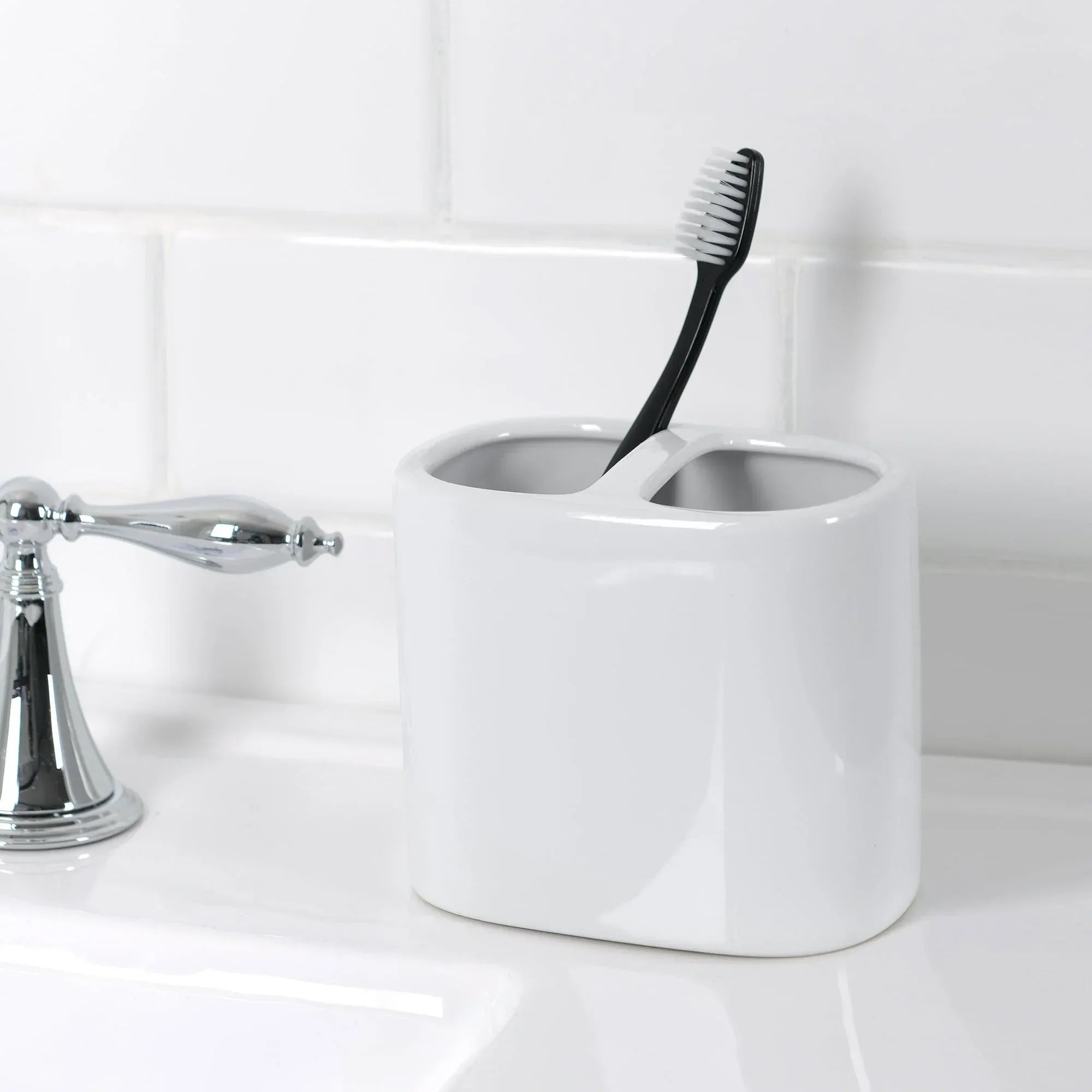 Mainstays Basic Rich Ceramic Toothbrush Holder for Adults