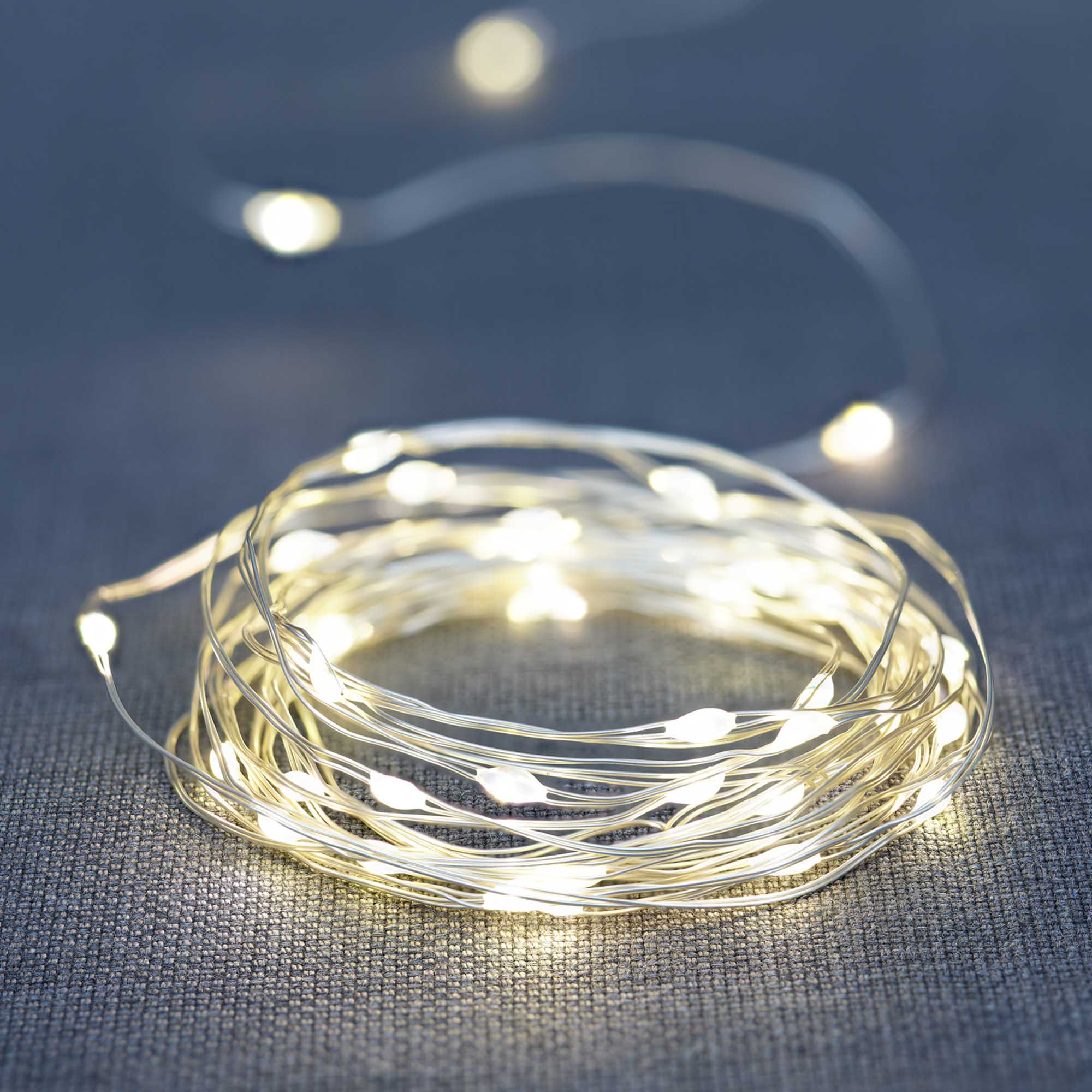 Mainstays Battery-Operated Indoor 50-Count LED Multi-Color Wire Lights, with 8 Lighting Modes