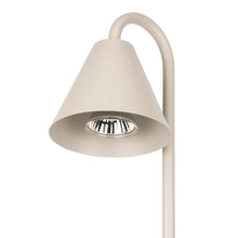Beige candle warmer lamp with cone shade and visible metal reflector inside