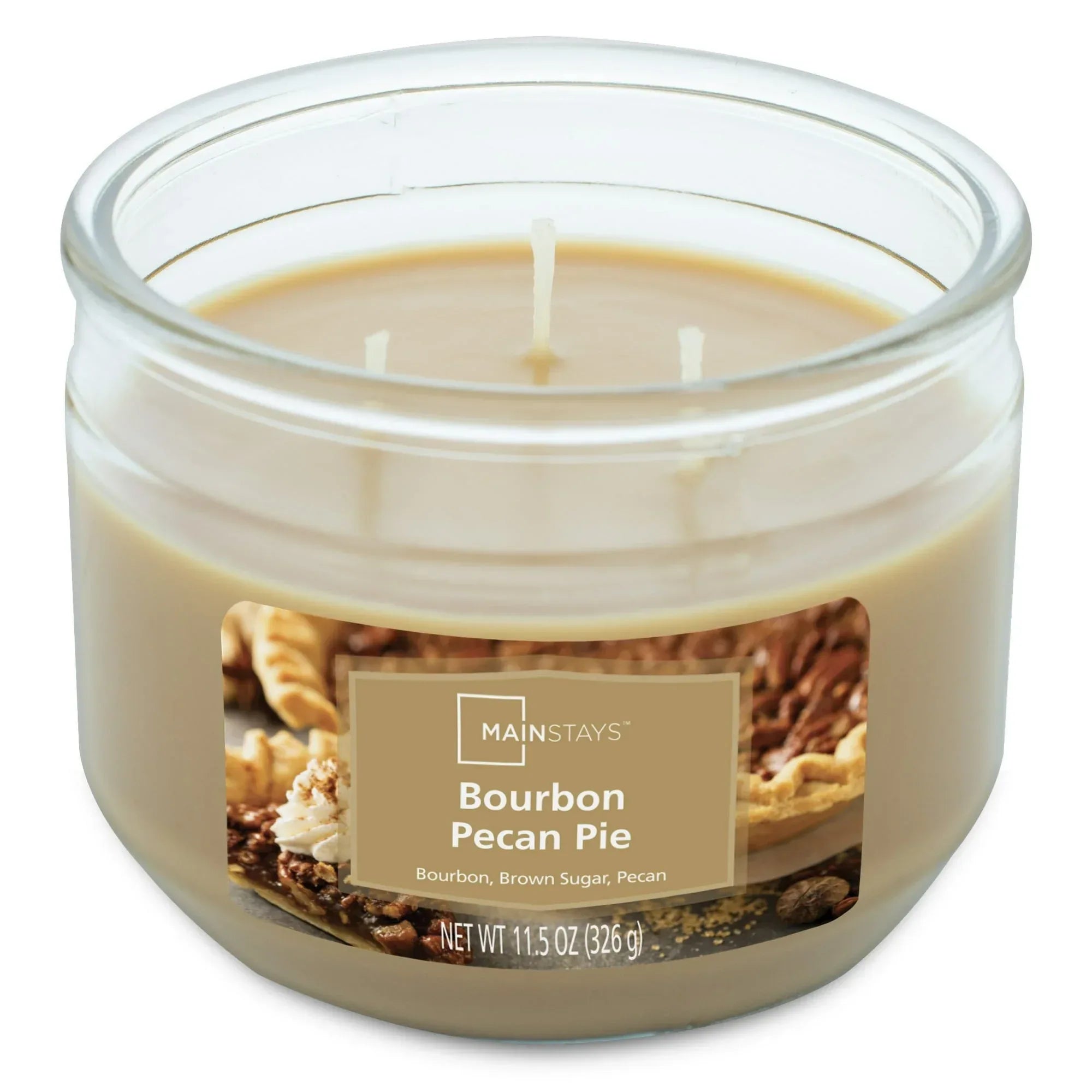 Mainstays Bourbon Pecan Pie Scented 3 Wick Candle, 11.5 oz.