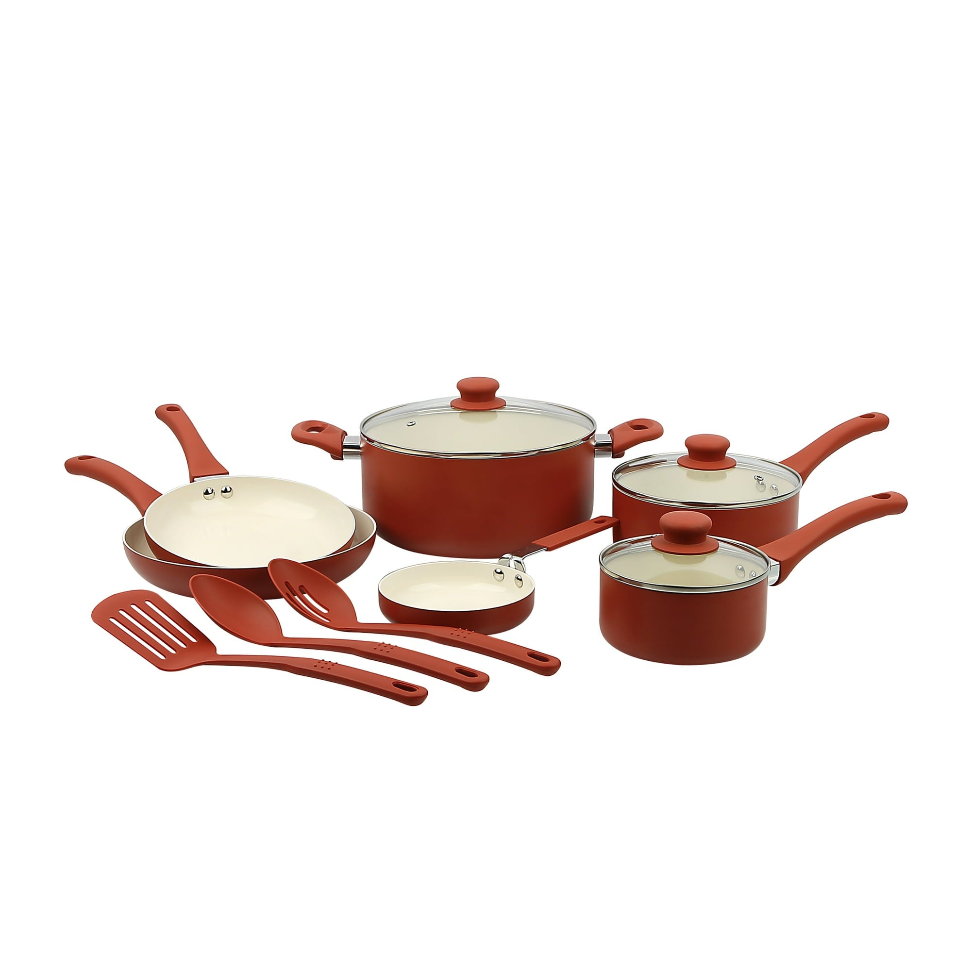Mainstays 12 Piece Ceramic Nonstick Aluminum Pots and Pans Cookware Set, Blue