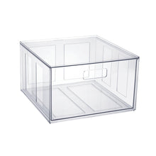 Clear glossy plastic closet drawer with pull handle, extra-large storage
