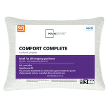 White comfort bed pillow with grid-texture cover and rectangular shape