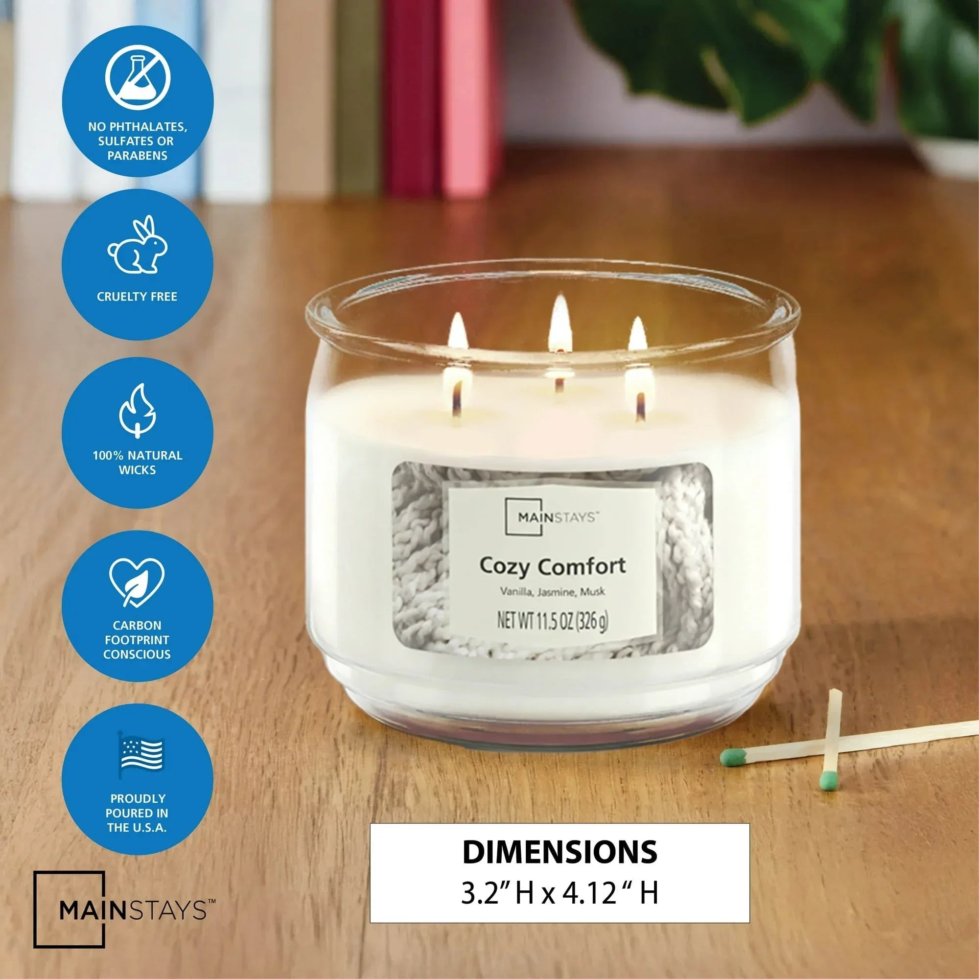 Mainstays 3-Wick Scented Glass Jar Candle, 11.5oz.