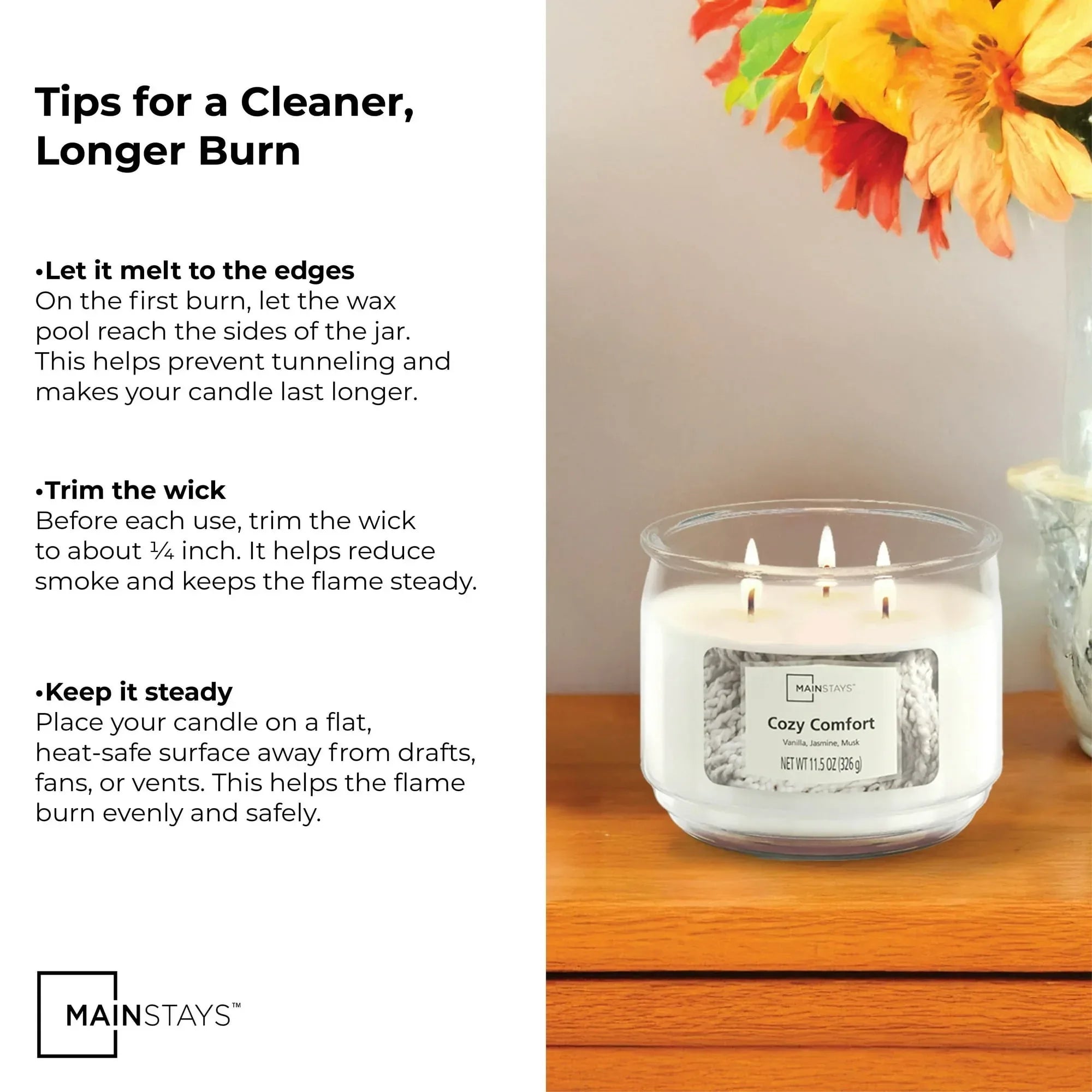 Mainstays 3-Wick Scented Glass Jar Candle, 11.5oz.