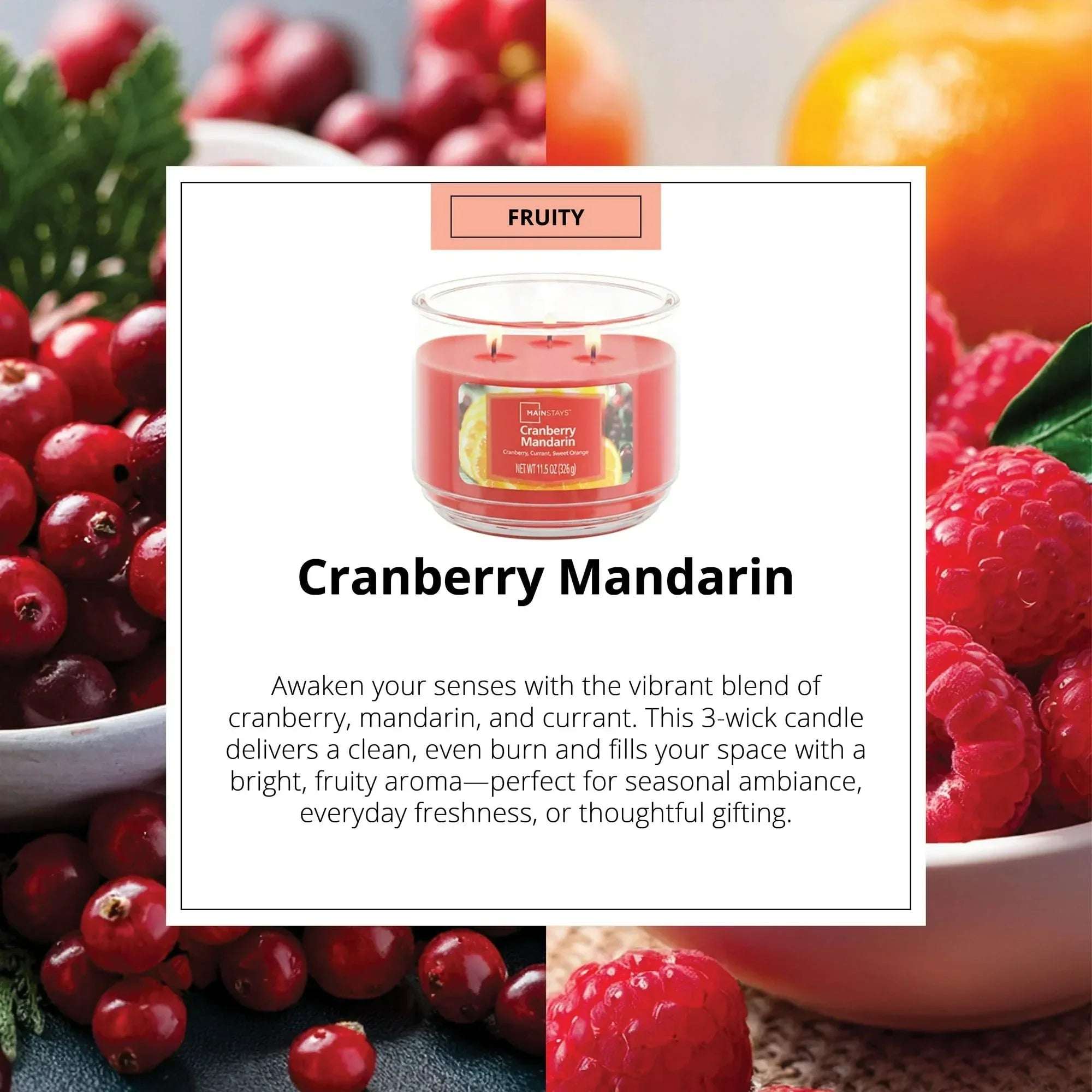 Mainstays 3-Wick Scented Glass Jar Candle, 11.5oz.