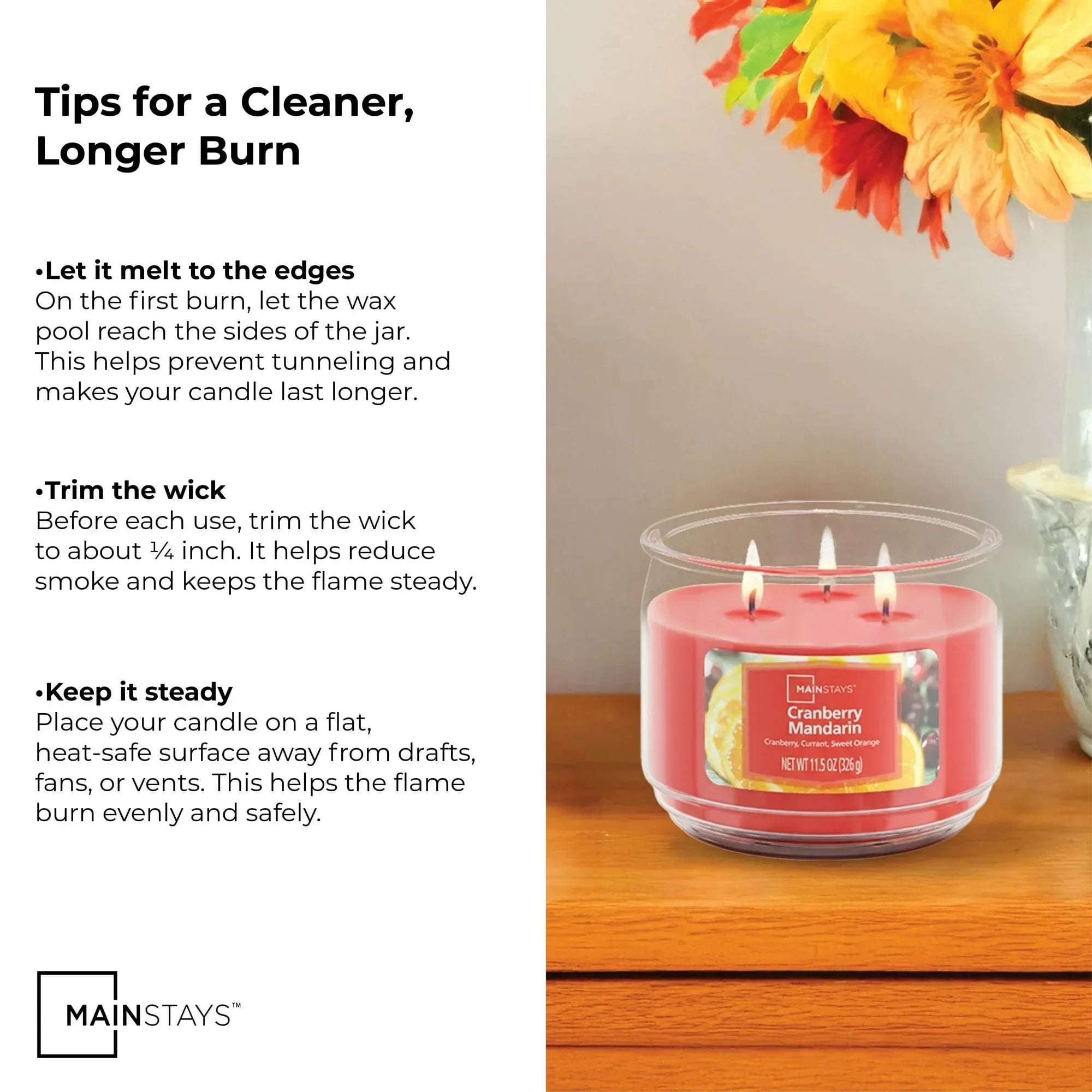 Mainstays 3-Wick Scented Glass Jar Candle, 11.5oz.