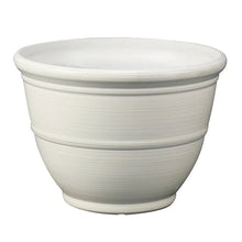 Off-white recycled resin planter with wide top and ridged sides