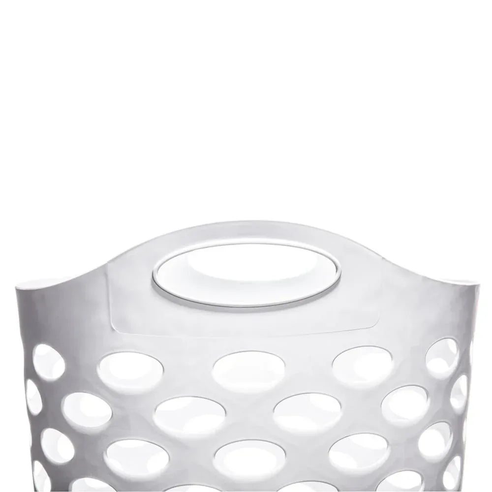 Mainstays Plastic Round Laundry Hamper, White, with Carrying Handles