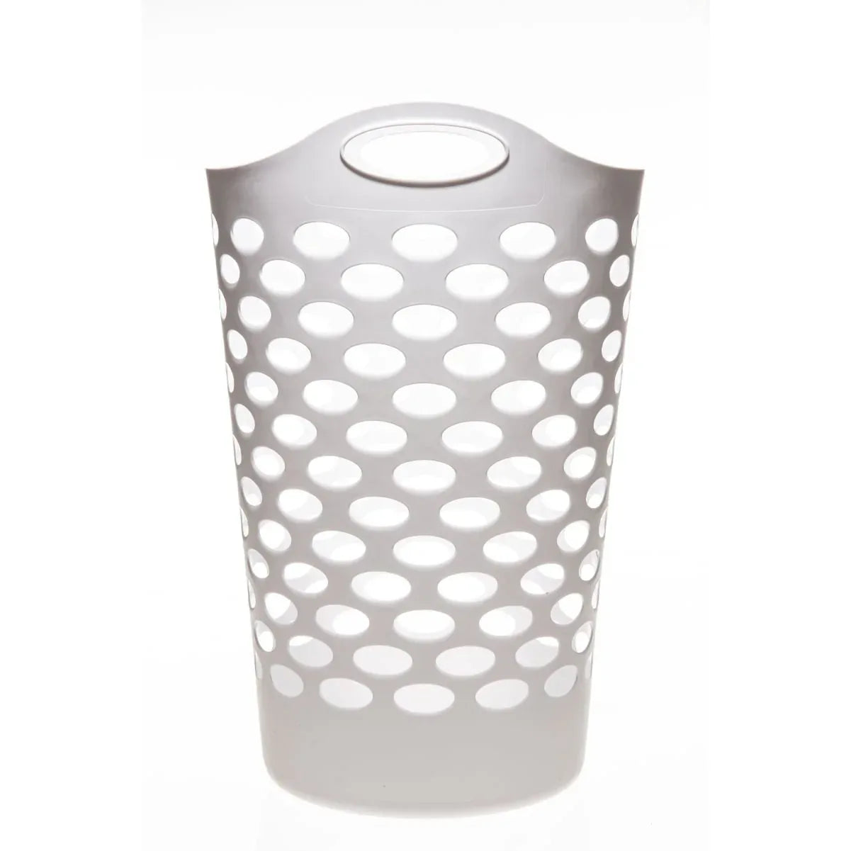 Mainstays Plastic Round Laundry Hamper, White, with Carrying Handles