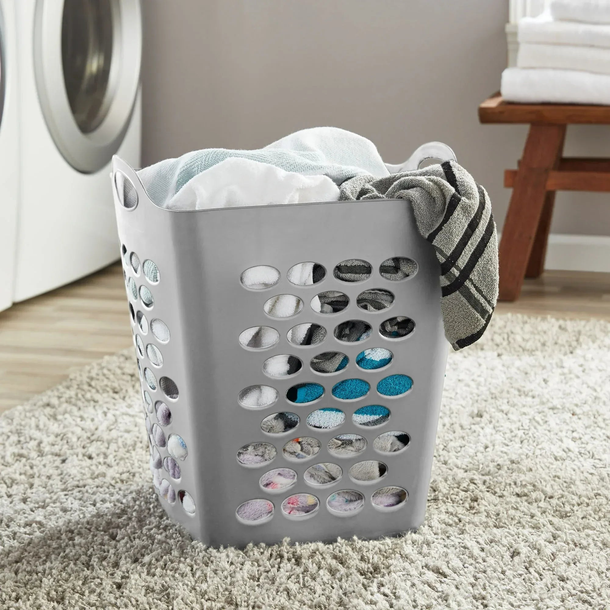 Mainstays Flex Square Laundry Hamper, Adult