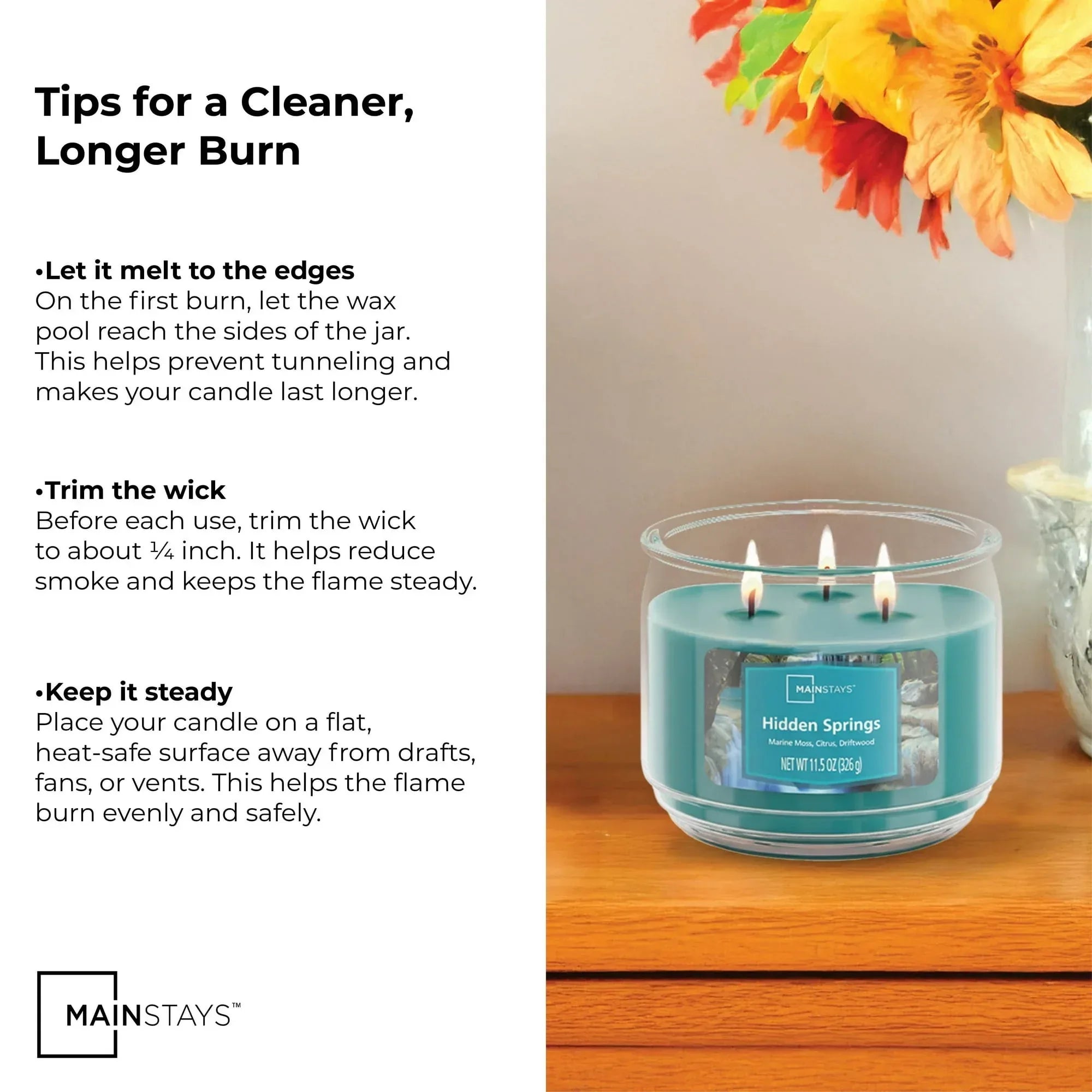 Mainstays 3-Wick Scented Glass Jar Candle, 11.5oz.