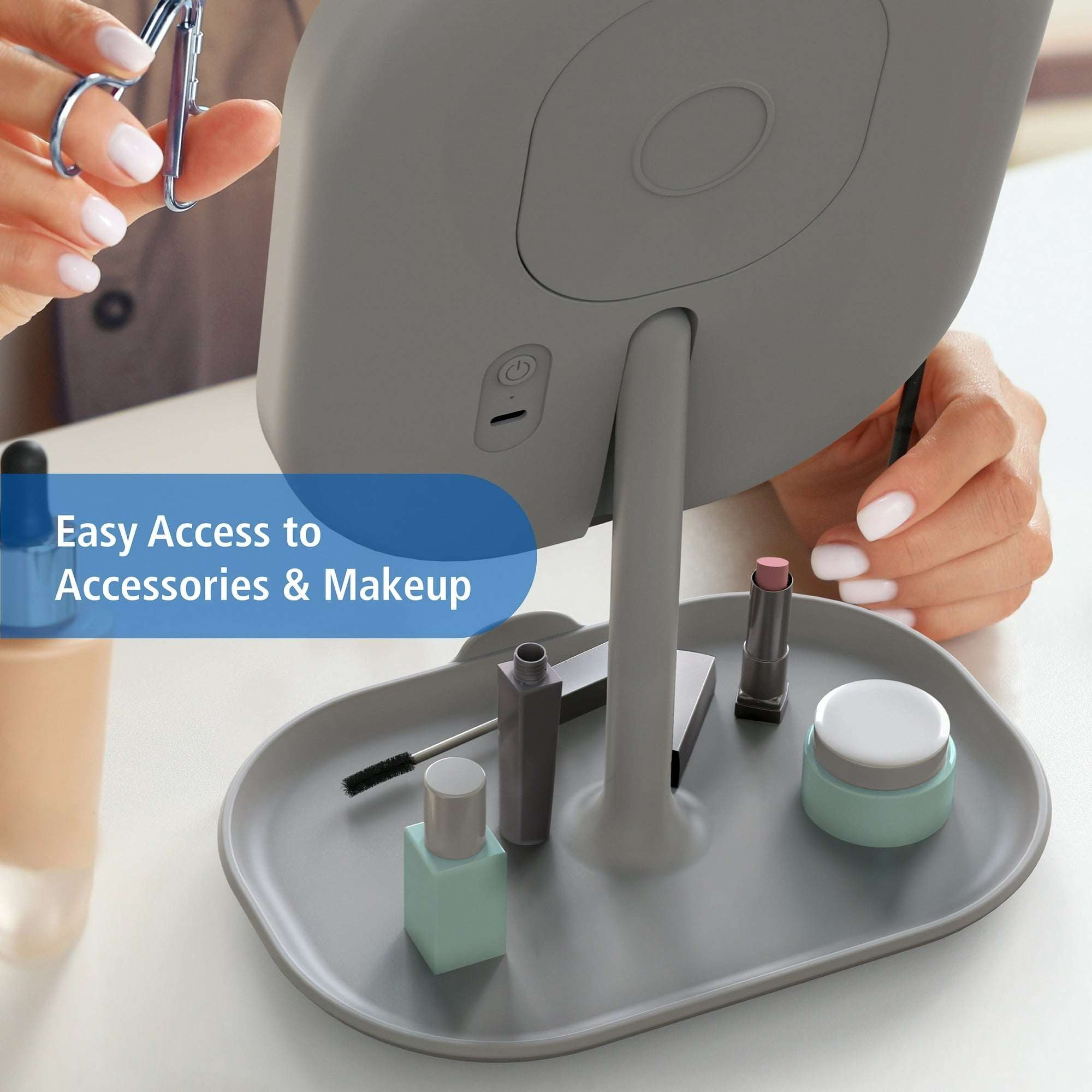 Mainstays LED Makeup Mirror, Rechargeable Vanity Mirror with Lights and Storage Tray Base
