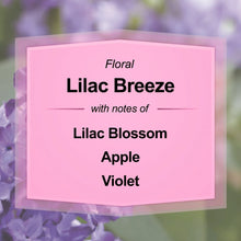 Lilac Breeze scented candle label with floral notes of lilac blossom, apple, violet