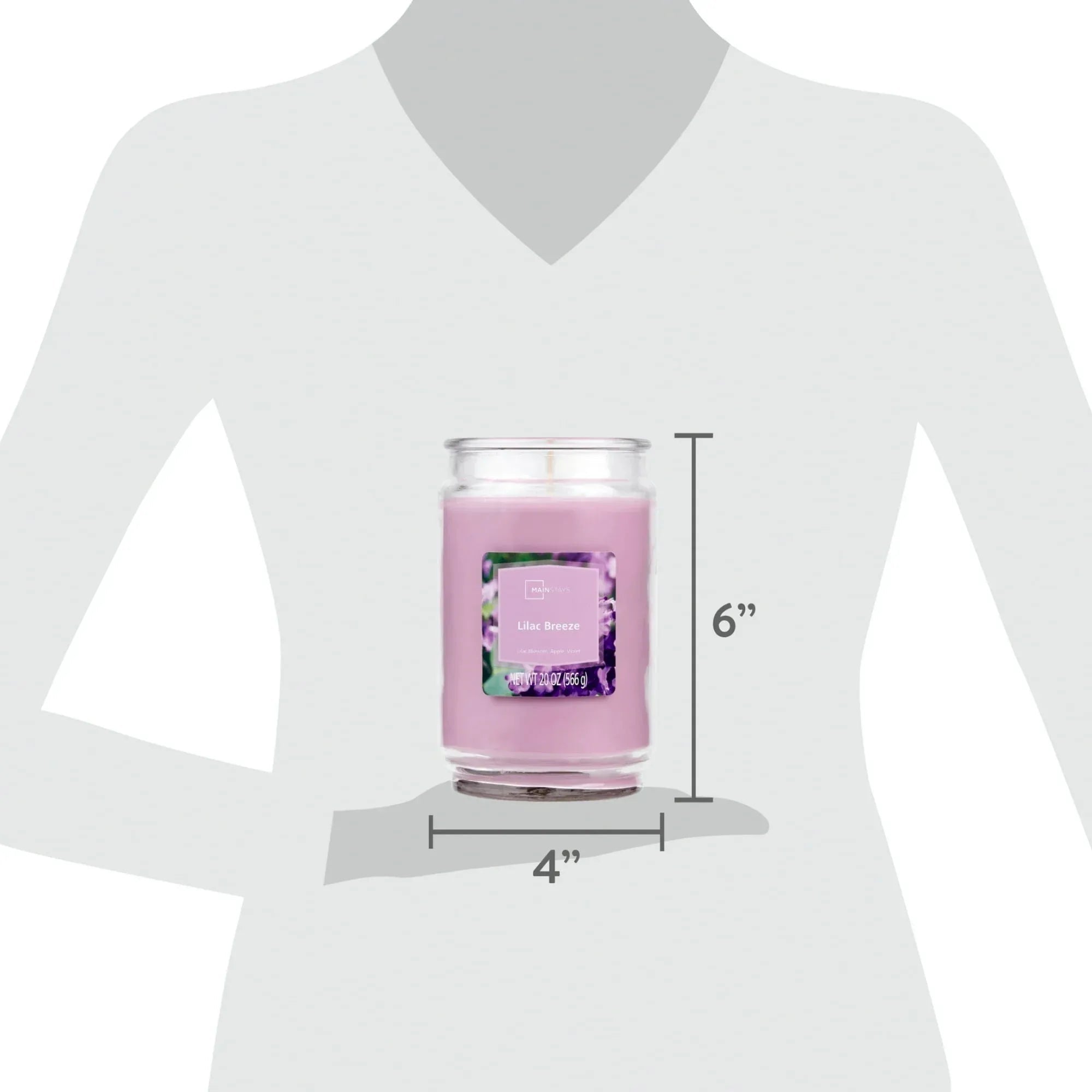 Mainstays Lilac Breeze Scented Single-Wick Large Glass Jar Candle, 20 oz