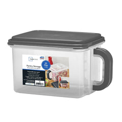 Mainstays Medium Plastic Canister with Handle, 21 Cups, Gray Lid and Handle, Made for Pantry Organization and Food Storage