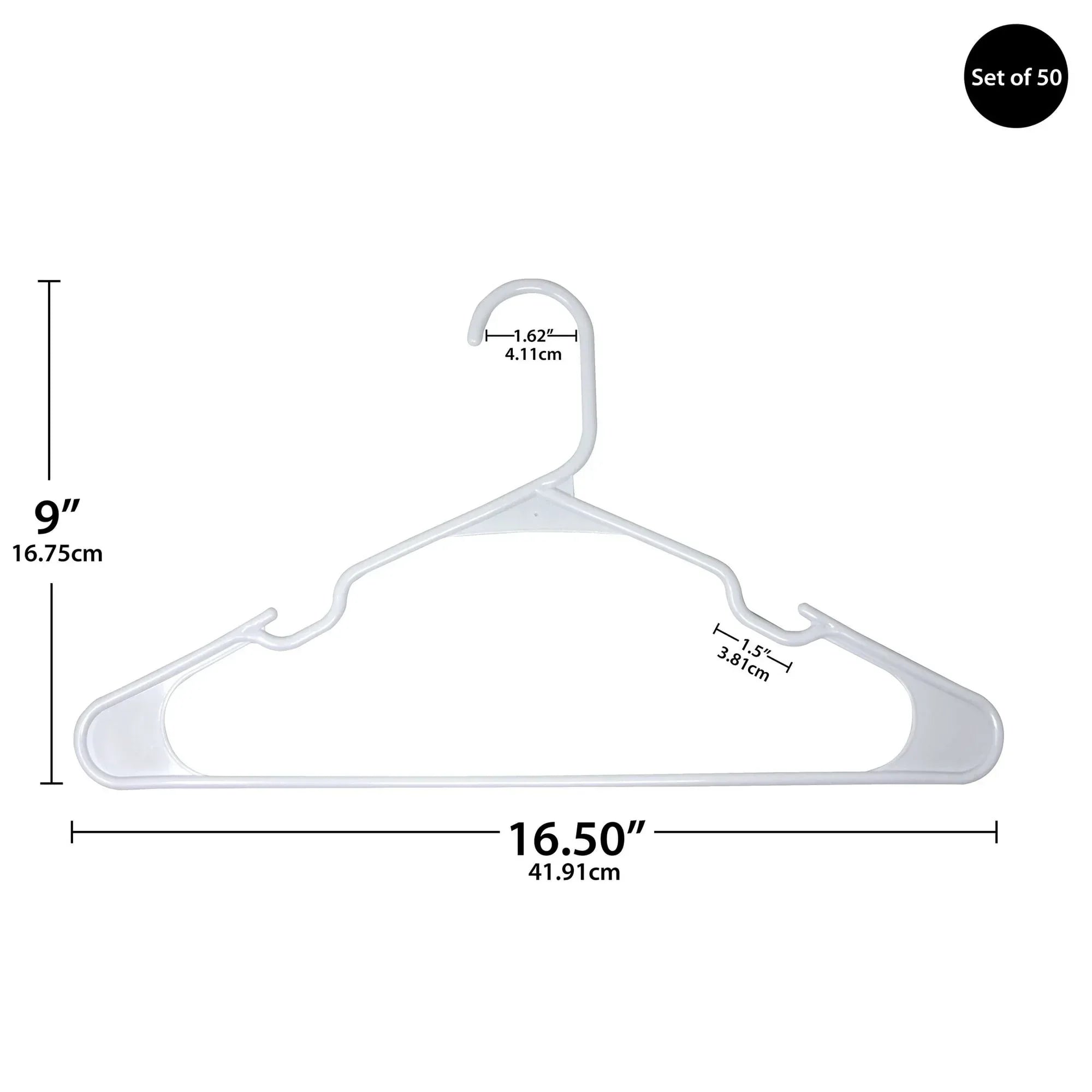 Mainstays Plastic Clothes Hangers, 50-Count, Lightweight & Durable for Everyday Use