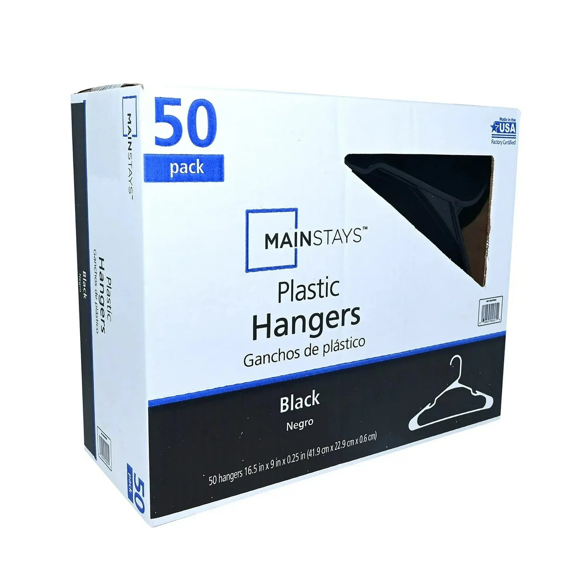 Mainstays Plastic Clothes Hangers, 50-Count, Lightweight & Durable for Everyday Use