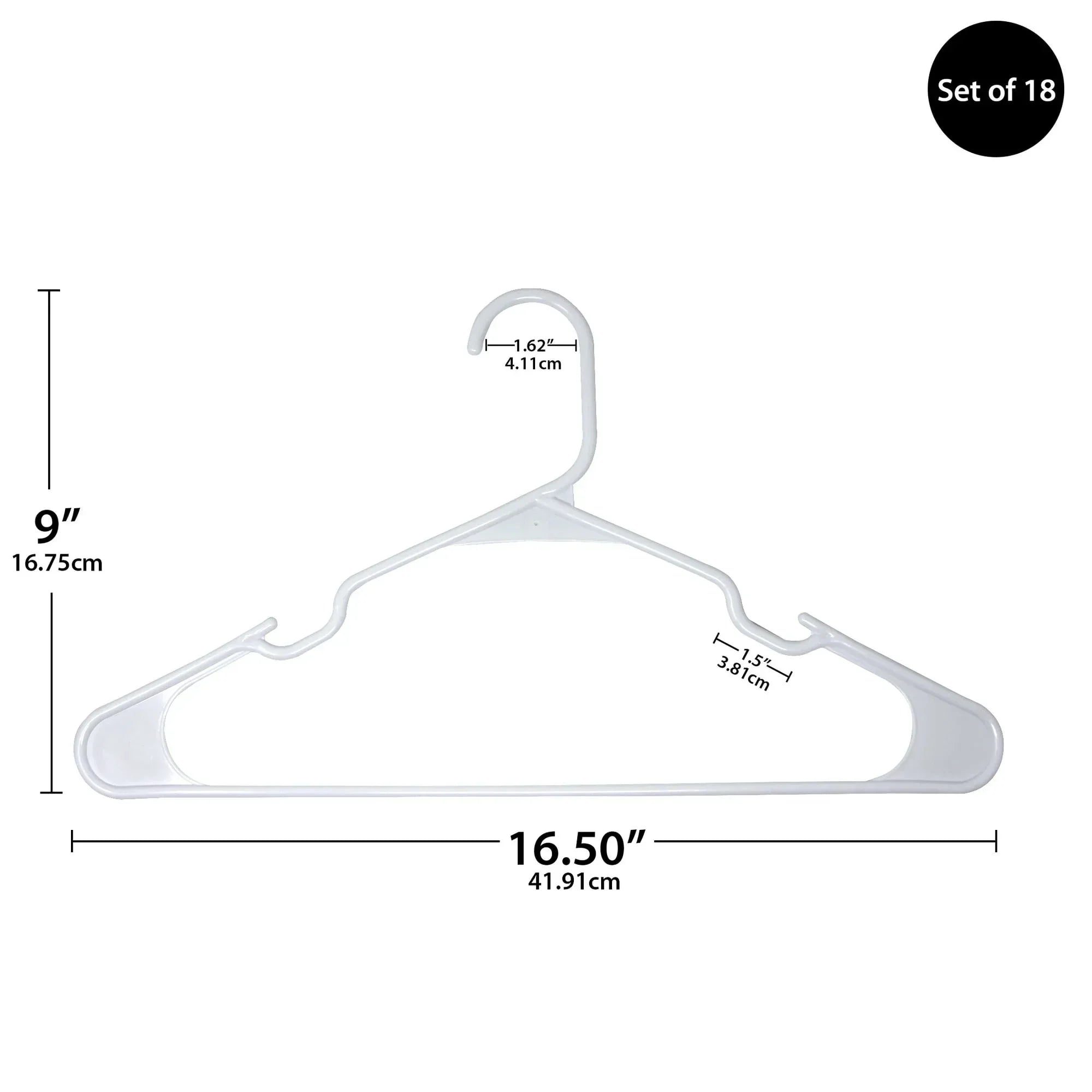 Mainstays Plastic Clothes Hangers, 18-Count, Lightweight & Durable for Everyday Use