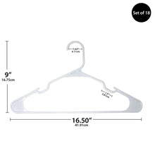 Arctic white plastic clothes hanger with dimensions, set of 18