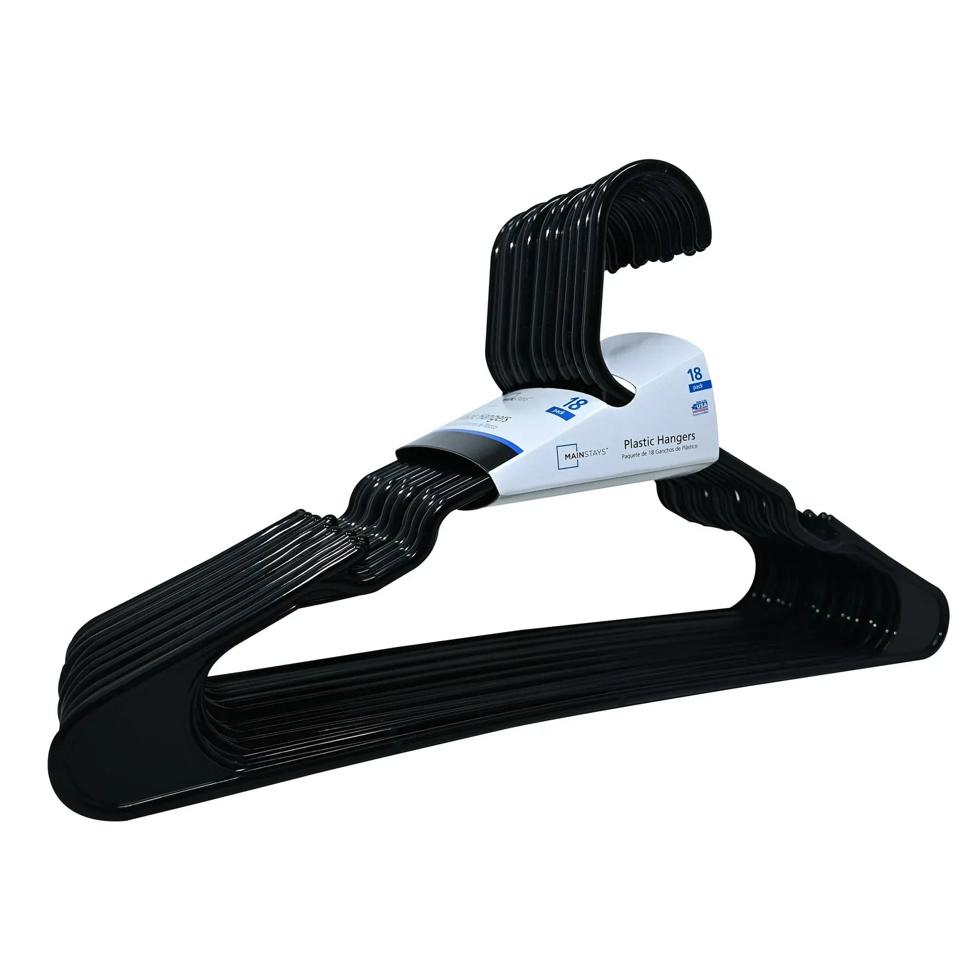Mainstays Plastic Clothes Hangers, 18-Count, Lightweight & Durable for Everyday Use