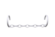 White plastic foldable clothing hanger with curved hook and non-slip bar