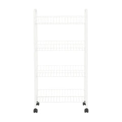 Mainstays Rolling 4-Tier Metal Laundry Basket Cart, White, Adult