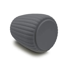 Grey ribbed toothbrush holder, rounded side profile