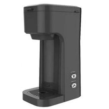 Matte single-serve coffee maker with drip tray and side control buttons, black