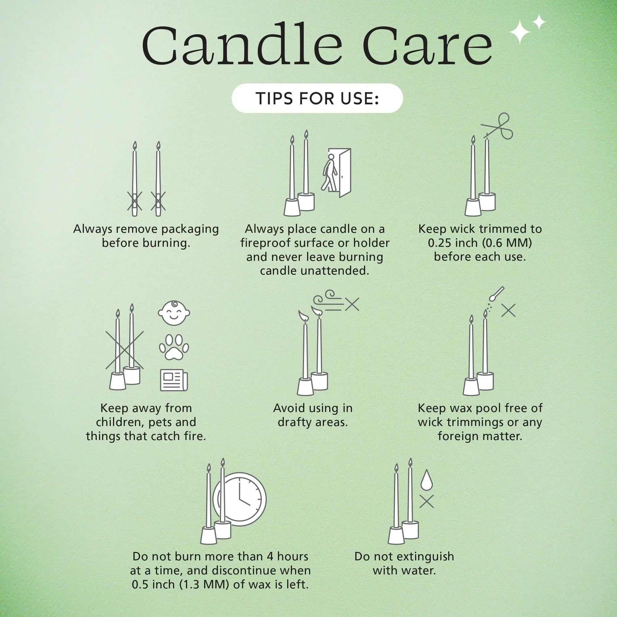 Mainstays Single Wick 10" Taper Candle, Unscented, Ivory, 4 Pack - USA MEGA SHOP
